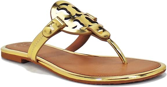 Tory Burch Miller Mirror Metallic Sandal, Gold/Tan | Amazon (US)