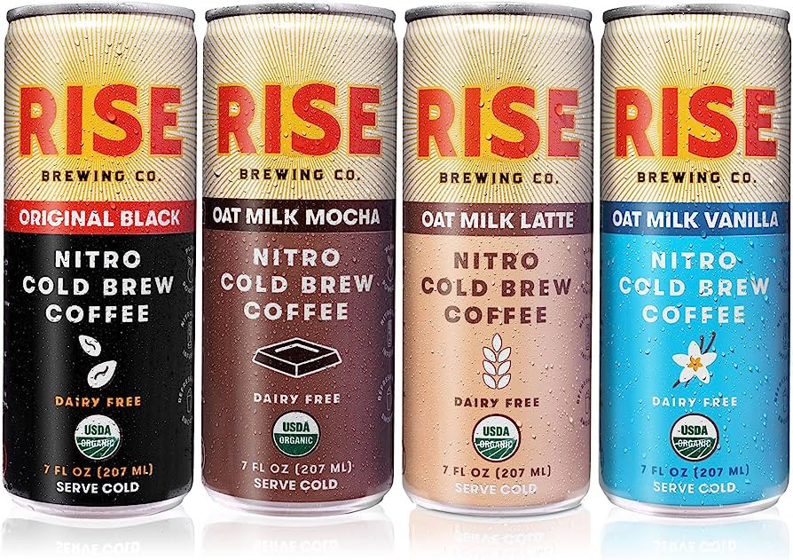 RISE Brewing Co. | Nitro Cold Brew Coffee | Vegan | Organic & Non-GMO | 3x Original Black, 3x Oat... | Amazon (US)