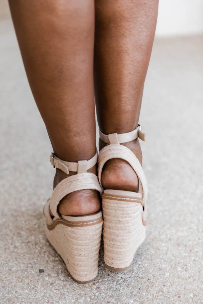 Shannon Cross Strap Oatmeal Wedges | The Pink Lily Boutique