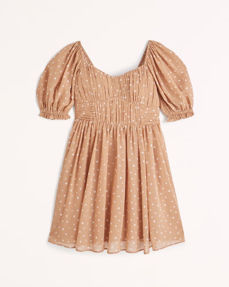 Ruched Ruffle Puff Sleeve Mini Dress | Abercrombie Dress | Resort Wear 2023 | Beach Vacation Outfits | Abercrombie & Fitch (US)