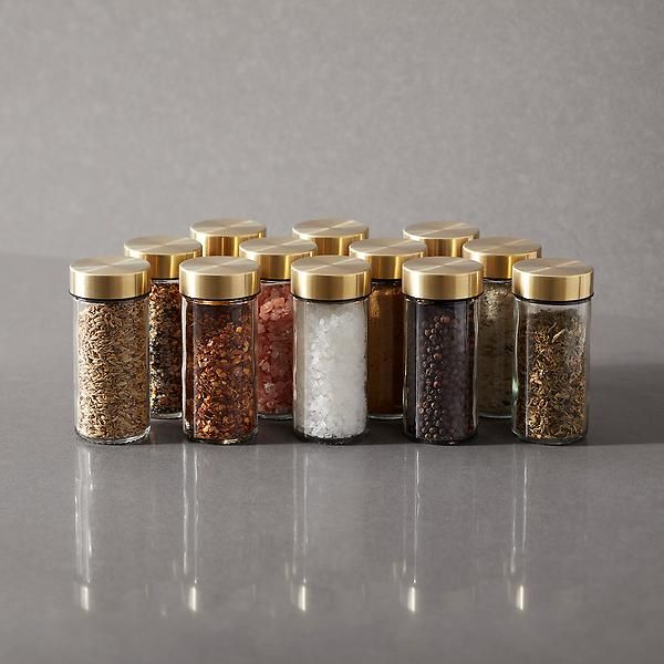 The Container Store 3 oz. Glass Spice Jar Gold | The Container Store