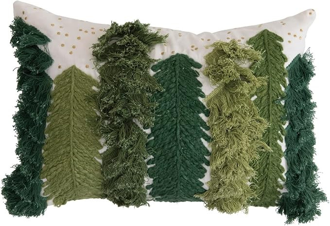 Creative Co-Op 20"x 14" Embroidered Cotton Lumbar Pillow | Amazon (US)