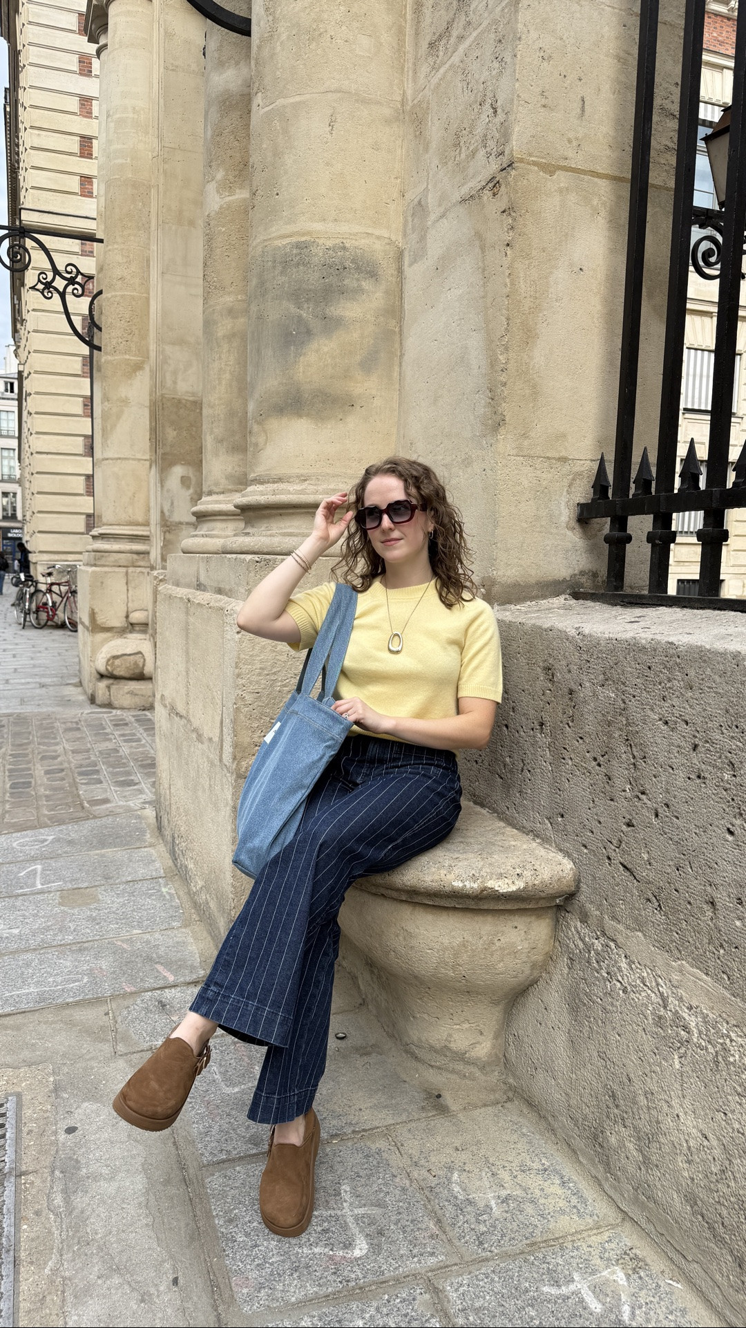 Paris ootd. Xs cashmere tee. 0
Petite striped patch pocket pants 
6 suede shoes (size down I’m usually 6.5-7) 20% off code RF-TWOSCOOPS

#LTKSaleAlert #LTKTravel #LTKSeasonal