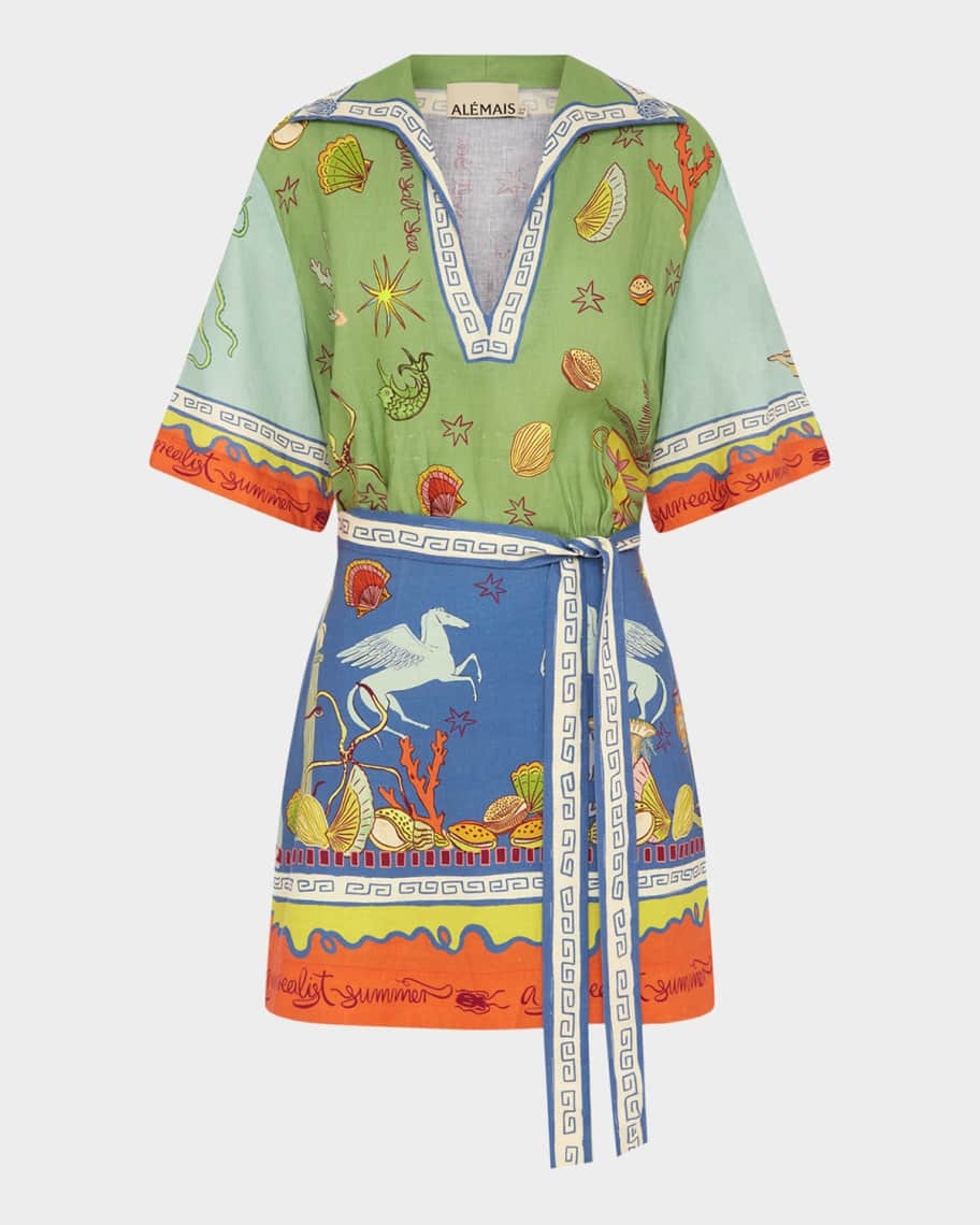 ALEMAIS Surrealist Summer V Mini Dress | Neiman Marcus