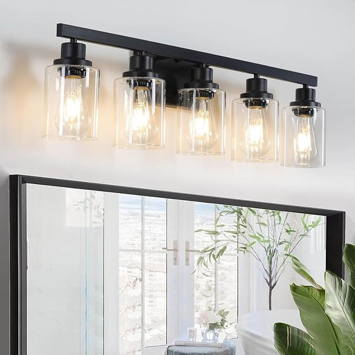 5-Light Black Bathroom Vanity Light, Modern Vanity Lighting Fixture for Bathroom, 31" Matte Light... | Amazon (US)