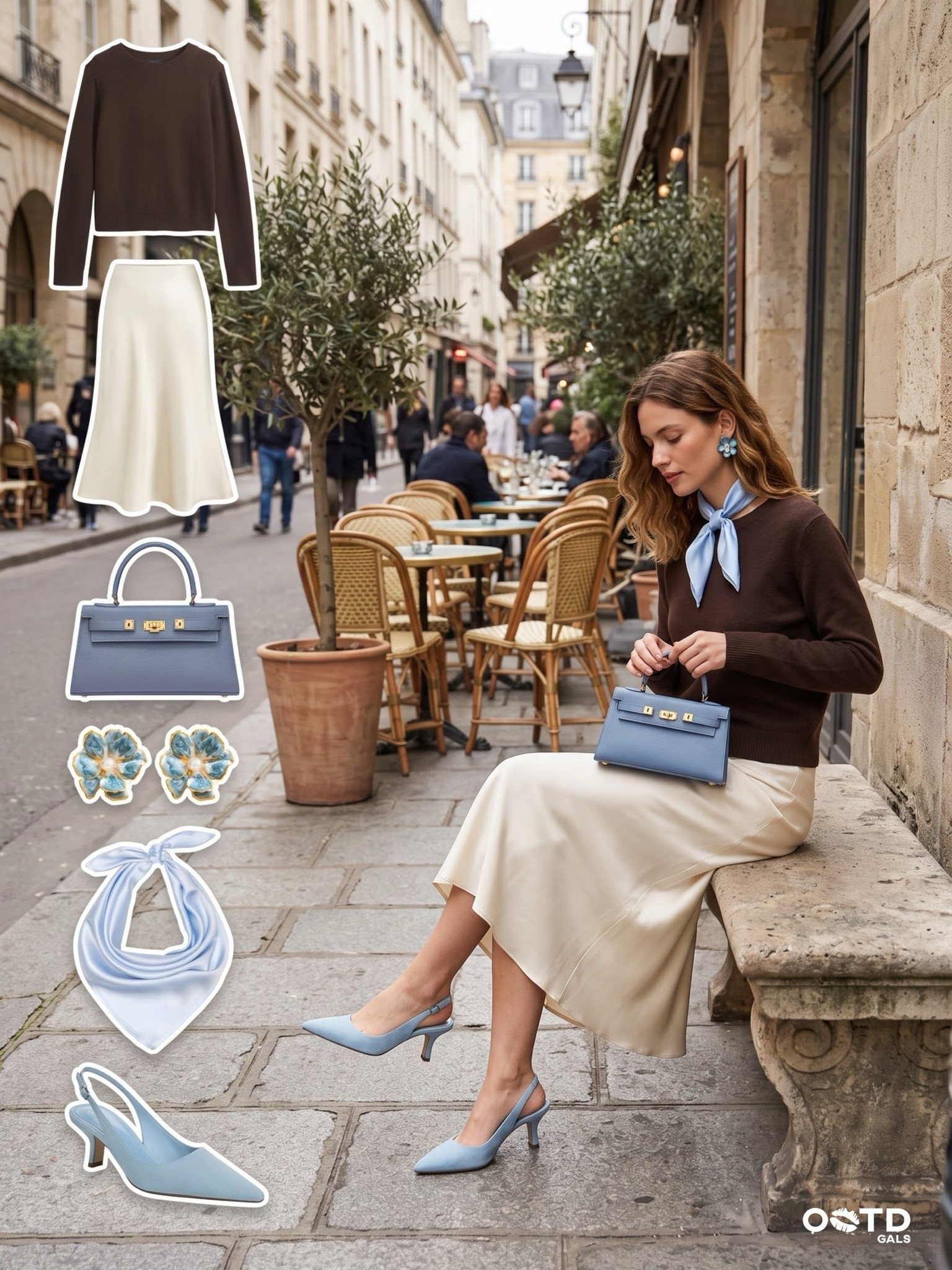 Chocolate brown, ivory, and powder blue for a soft, elegant café-date outfit 🤎🩵
Style a chocolate-brown knit sweater with an ivory satin midi skirt, then add powder-blue slingback heels, a matching structured top-handle bag, a silk blue neck scarf, and floral statement earrings. The mix of rich neutrals and delicate blue accessories makes this look feel feminine, polished, and timeless.
Perfect for brunch, afternoon tea, a wedding shower, date night, vacation dinners, or an elevated weekend outfit. Shop every piece through the tagged products.

#LTKFashionMonth #LTKautumn #LTKstyletip