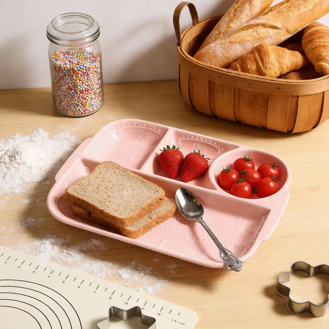 European Style Multi-compartment Ceramic Divided Plate Home Breakfast Dish Personalized Bottom En... | Etsy (US)