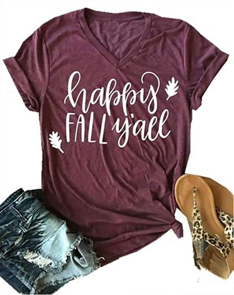 Pumpkin Shirt for Women Thanksgiving Graphic Shirts Vintage Fall Short Sleeve Thanksful Holiday Tops | Amazon (US)