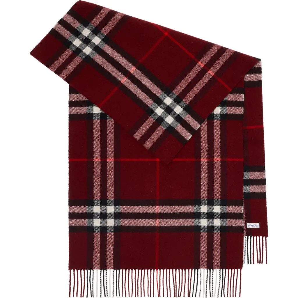 burberry Wide Check Cashmere Scarf in Oxblood Red at Nordstrom | Nordstrom