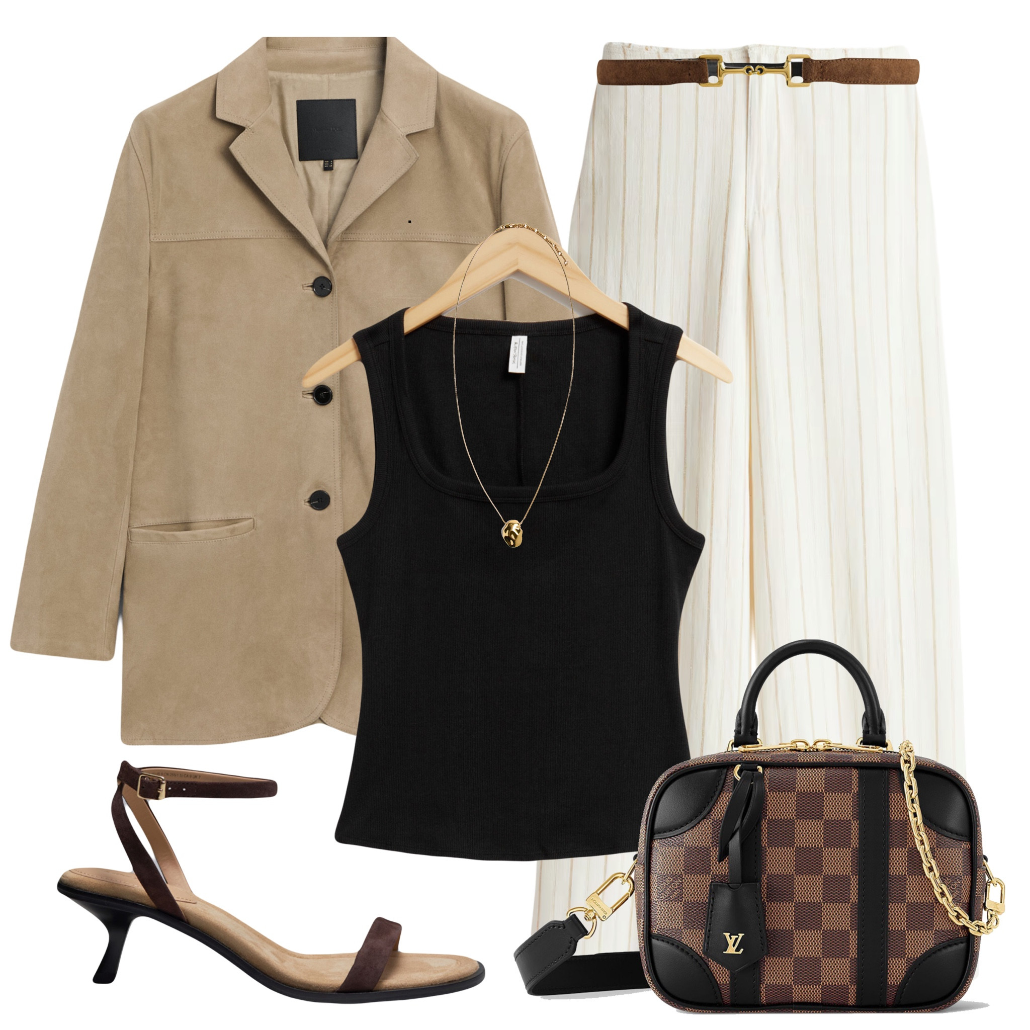 Every girl needs a good suede leather jacket in her wardrobe 🖤 I have found a perfect one in beige color in Massimo Dutti. Styled it with white wide-leg trousers, black tank top, heeled leather ballerinas, and iconic LV leather bag.

Tags: Massimo Dutti suede leather jacket, wide high-ankle jeans, white wide-leg trousers, black tank top, Louis Vuitton Valisette Souple BB bag, heeled sandals, summer look, summer outfit, casual look, summer fashion, summer style, easy styling, outfit board, simple everyday look, chic & basic outfit, verano, effortless, Parisian look, casual outfit, capsule wardrobe, brunch style, high street.

#LTKstyletip #LTKbag #LTKsummer