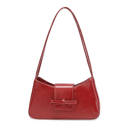 Red Purse for Women Cute Bow Vintage Small Red Shoulder Bag Trendy Y2K Purses Mini Purse Leather Shoulder Handbag Y2K Bags for Girls | Amazon (US)