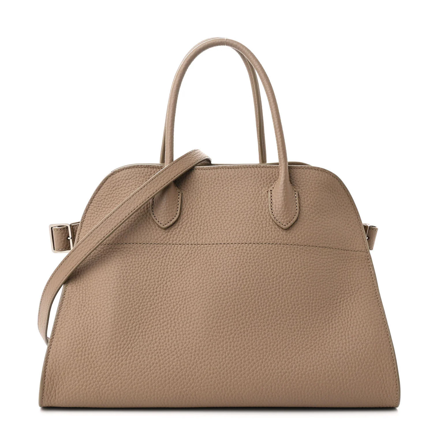 The Row Matte Grained Calfskin Soft Margaux 12 Dark Taupe | FASHIONPHILE (US)