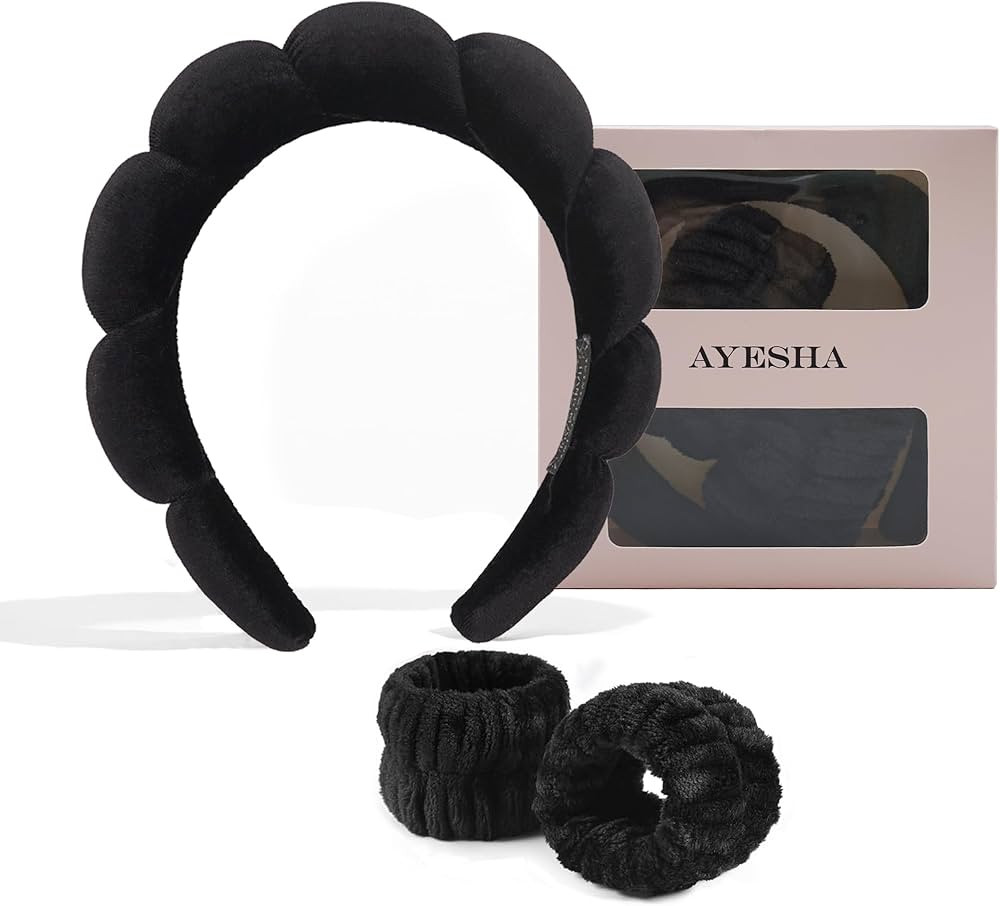 Ayesha Spa Headband and Wristband Set for Skincare Washing Face Terry Cloth Wrist Towels Head Ban... | Amazon (US)