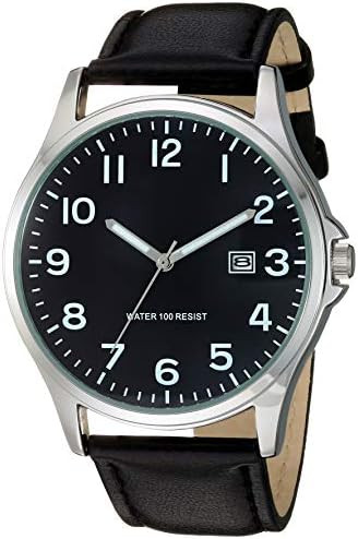 Amazon Essentials Men's Easy to Read 42mm Leather Band Analog Watch | Amazon (US)