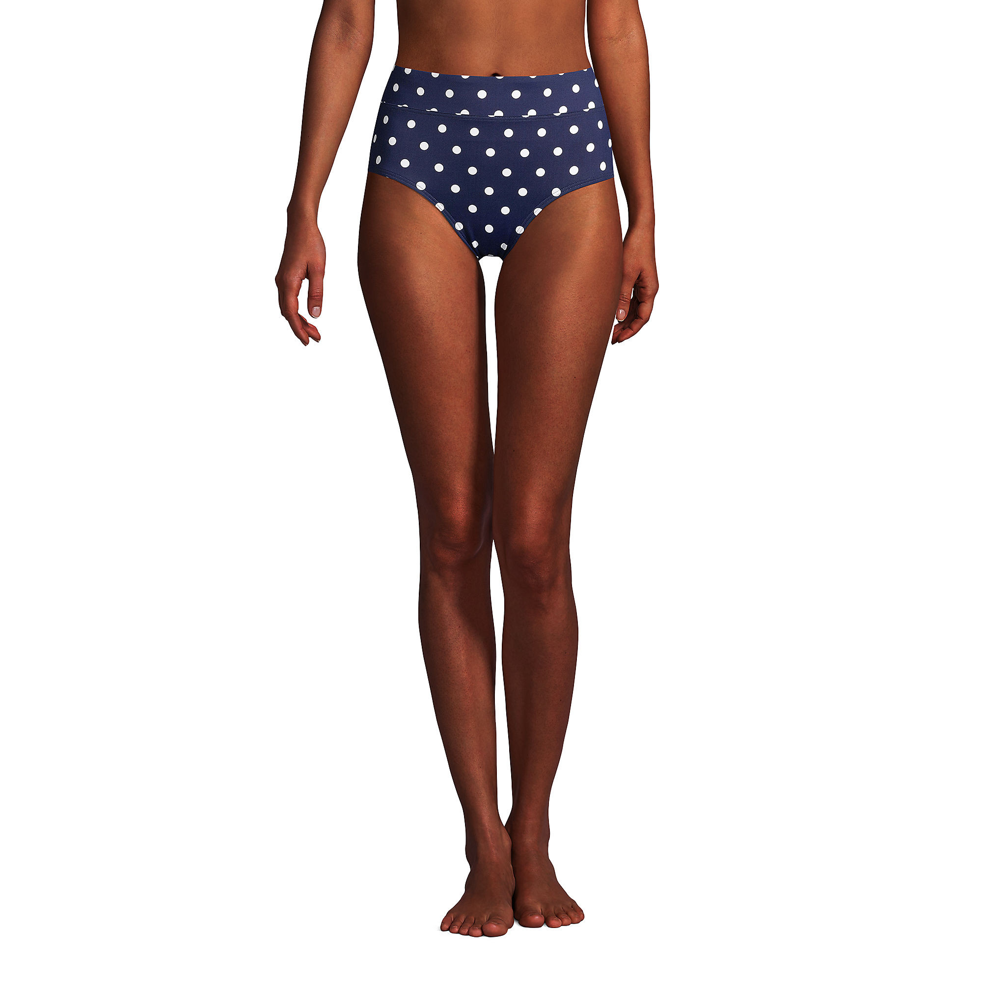 Women's Chlorine Resistant Tummy Control High Waisted Bikini Swim Bottoms Print | Lands' End (US)