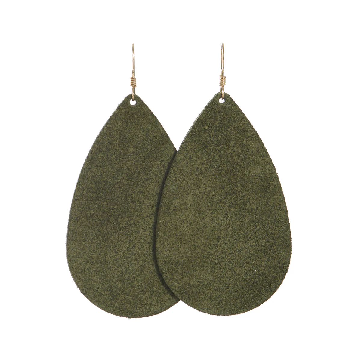 Dark Moss Suede Teardrops | Nickel and Suede