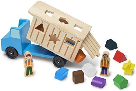 Amazon.com: Melissa & Doug Shape-Sorting Wooden Dump Truck Toy With 9 Colorful Shapes and 2 Play ... | Amazon (US)