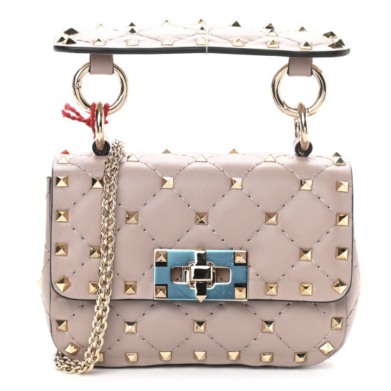 VALENTINO Nappa Micro Rockstud Spike Shoulder Bag Poudre | Fashionphile