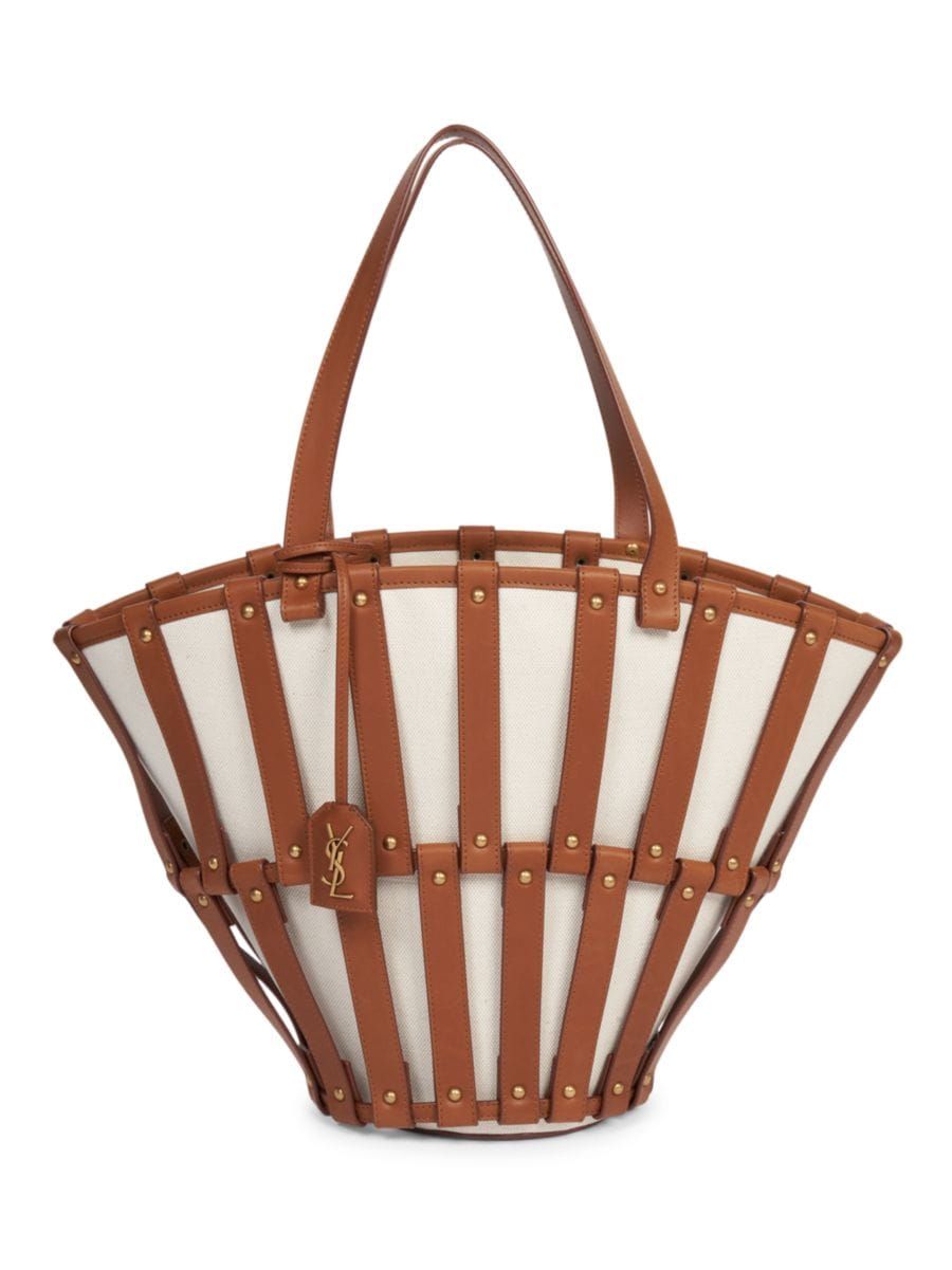 Beatrix Panier Cut Out In Canvas And Vegetable-tanned Leather | Saks Fifth Avenue