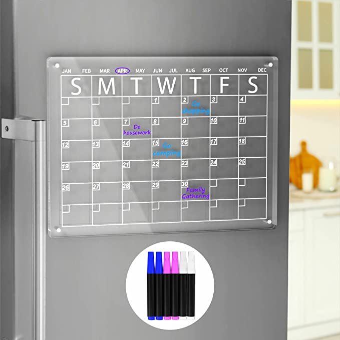 AITEE Acrylic Magnetic Dry Erase Board Calendar for Fridge, 16"x12" Inches Clear Dry Erase Calend... | Amazon (US)