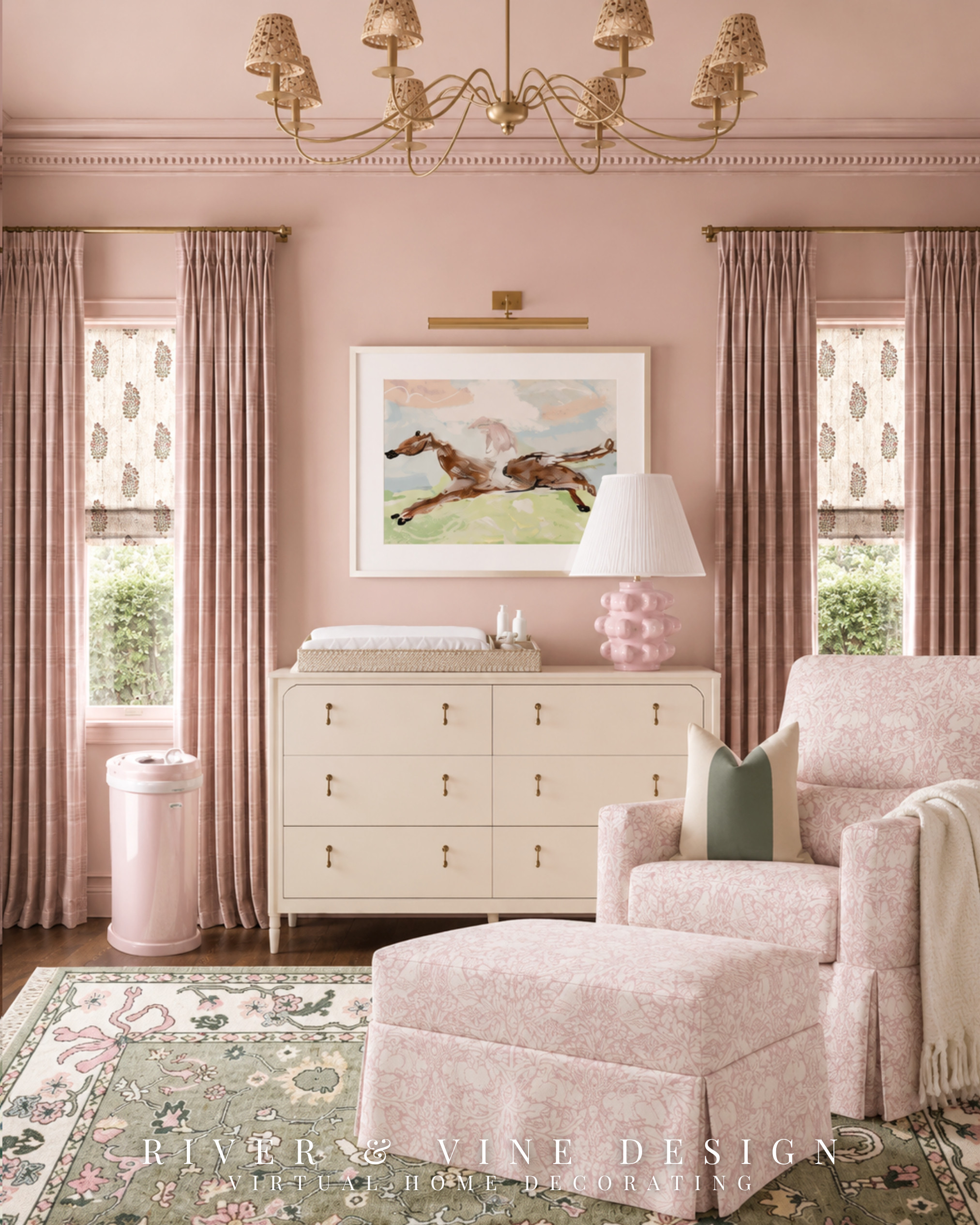 The easiest way to design a nursery that grows with your child is to make the expensive pieces useful beyond the baby years.

A full-size dresser works as a changing station now and clothing storage later. The glider and ottoman create a comfortable feeding spot during infancy, then transition into a reading corner as she gets older. Even the window treatments and artwork were chosen to feel playful without looking limited to a nursery.

That means the room can evolve with a few simple changes instead of starting over: remove the changing pad, update the smaller accessories and let the foundational pieces stay.


nursery that grows with child, nursery dresser changing station, pink nursery glider, nursery reading corner, timeless nursery furniture, traditional girls nursery, pink and green nursery, nursery to big girl room

I may receive a commission from purchases made through my links.
 

 #LTKHome #LTKKids