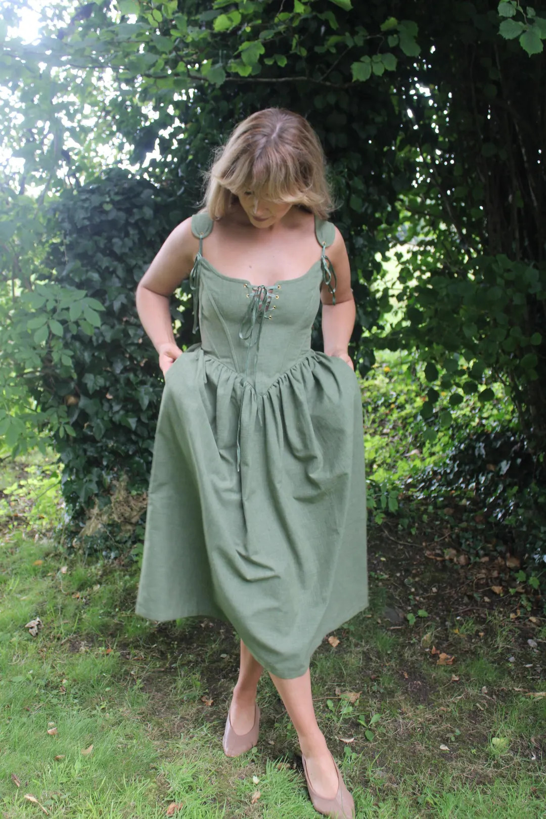Linen Corset Dress: Lace-Up Cottagecore Medieval Gown | Etsy (US)