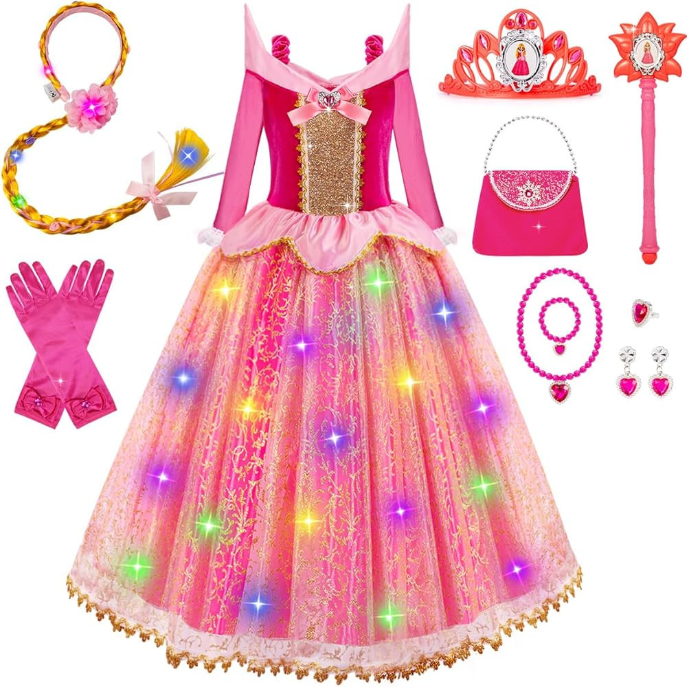 Meland Princess Dresses for Girls - Light Up Princess Dress Up for 3-10 Year Old, Costume for Girls Halloween Birthday | Amazon (US)