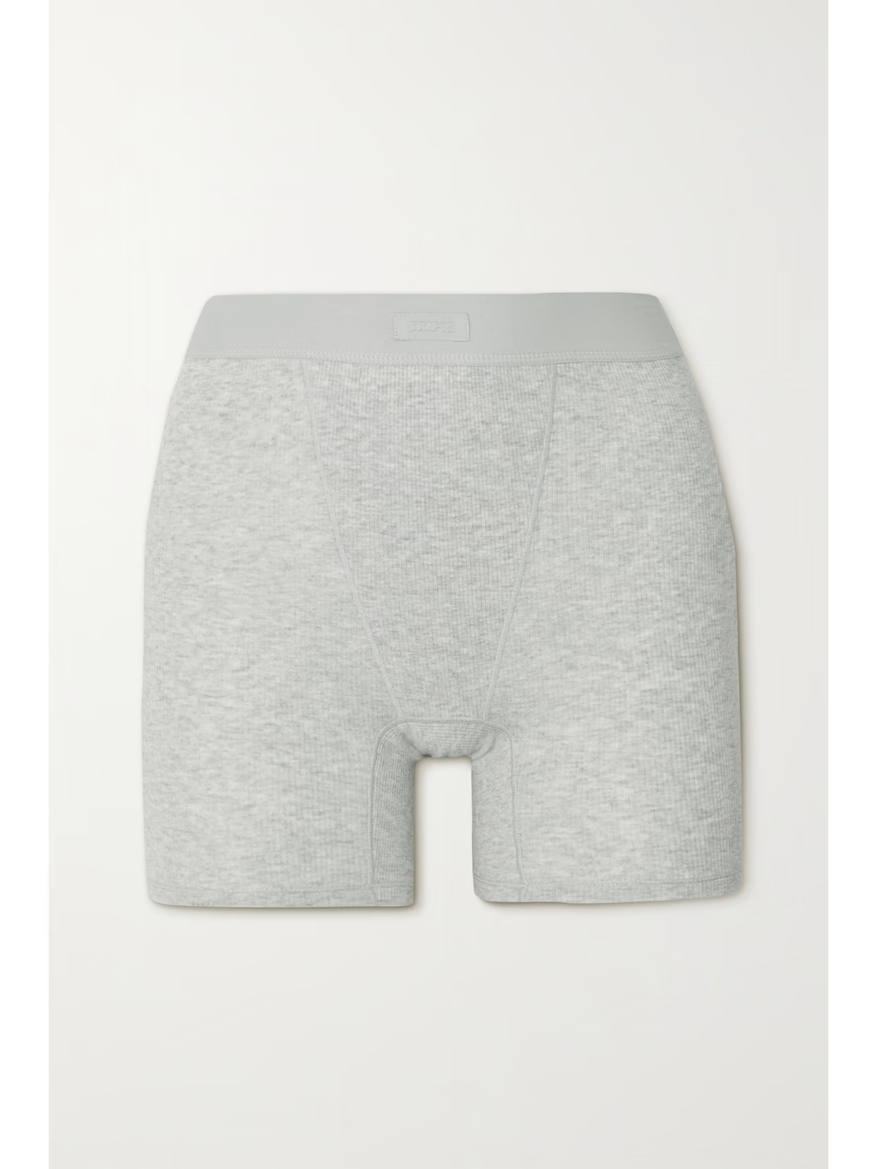 SKIMS - Cotton Collection Ribbed Cotton-blend Jersey Boxer Shorts - Light Heather Grey | NET-A-PORTER (US)