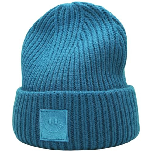 55cube Hand-Knit Beanie - Cuffed and Thickened for Cozy Warmth Blue | Amazon (US)