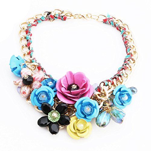 Jacos Sladay Statement big flower necklace Crystal Chunky Collar Pendant Fashion Jewelry for Women | Amazon (US)