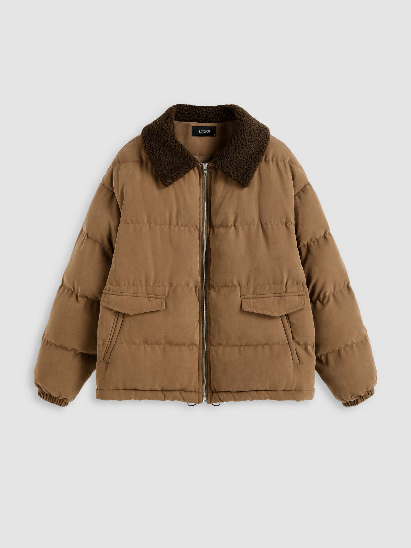 Suede Teddy Collared Puffer Jacket For School Daily Casual Picnic Coffee Shop Outdoor | Cider