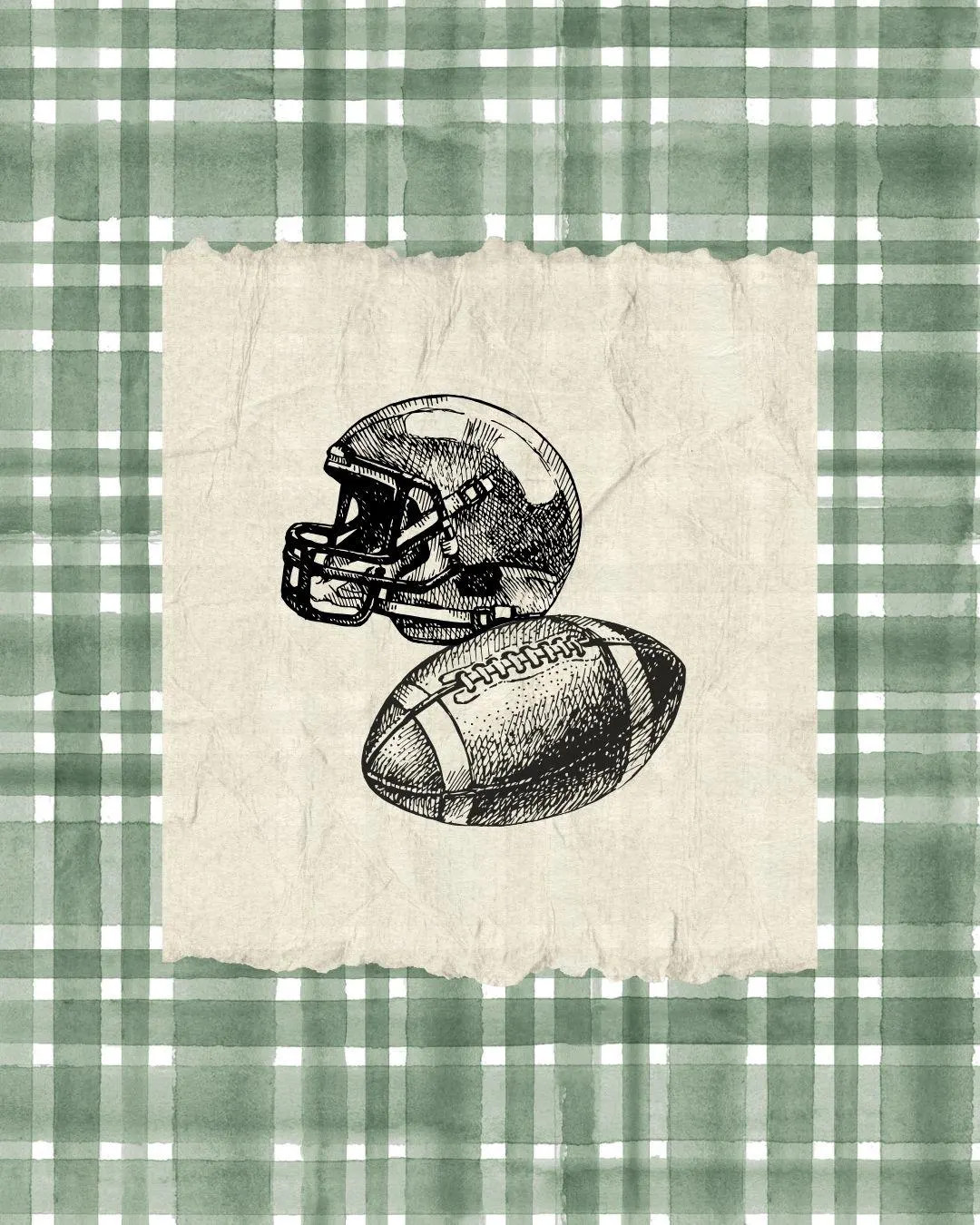 Set of 6 Green Vintage Sports Prints | Plaid Nursery Wall Art, Boys Room Decor, Vintage Athletic ... | Etsy (US)