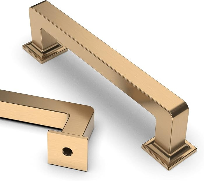 Asidrama 10 Pack 3.75 Inch(96mm) Champagne Bronze Kitchen Cabinet Handles, Brushed Brass Cabinet ... | Amazon (US)