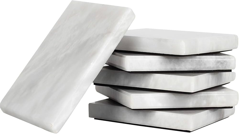 Radicaln Marble Coasters for Drinks 3.5 inches White Handmade Square Coasters Set of 6 for Kitche... | Amazon (US)