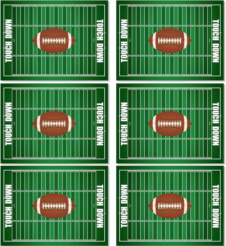 Football Placemats Set of 6 Sport Plastic Place Mats Rugby Sports Table Mats Touchdown Kitchen Pl... | Amazon (US)