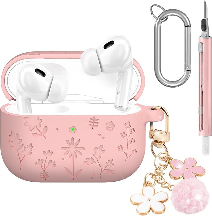 Seltureone Compatible with AirPods Pro 3 Case 2025 Cute with Cherry Blossom Keychain and Cleaning... | Amazon (US)