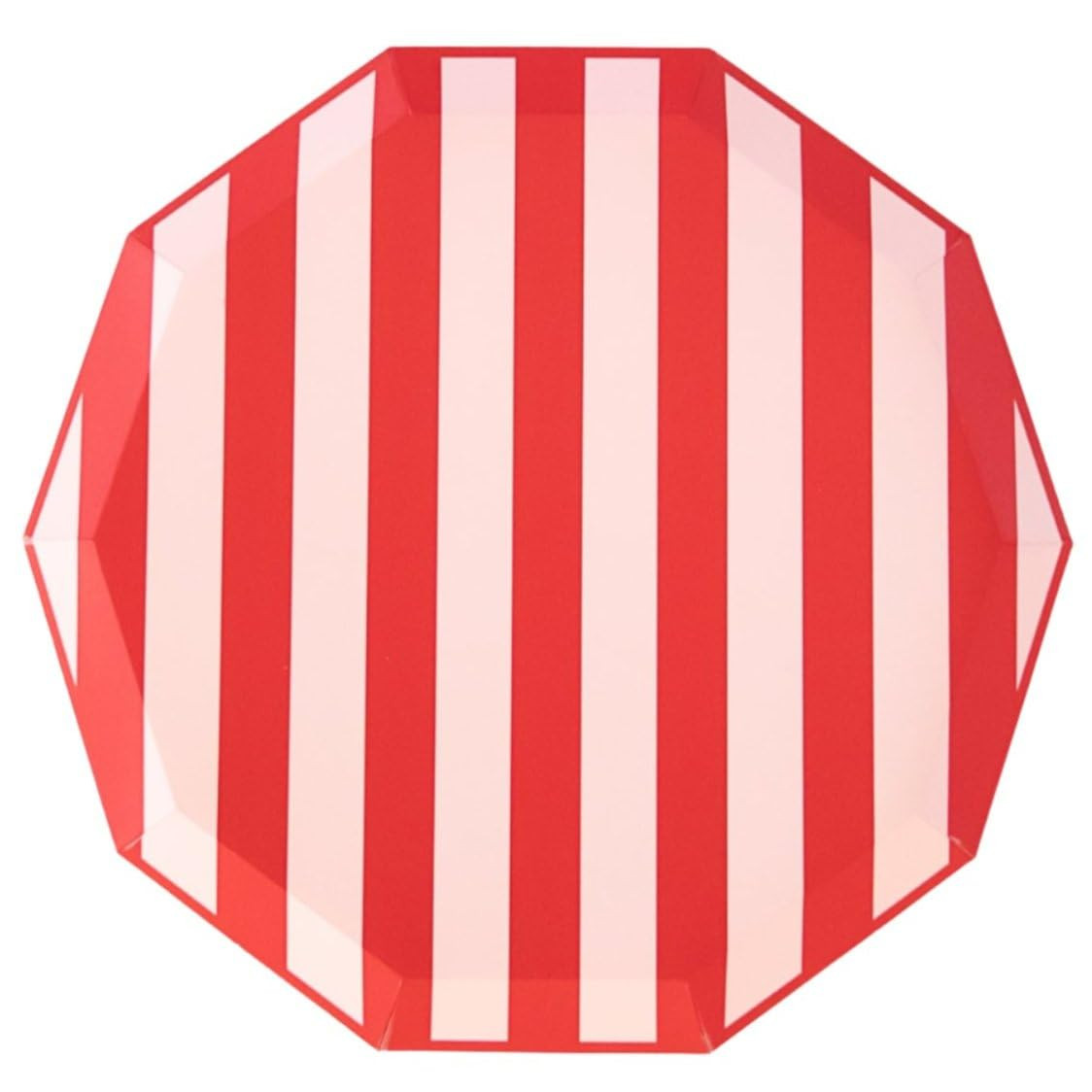 Bonjour Fête Pink & Red Cabana Stripe Paper Party Plates | Large Disposable Dinner Plates for Ho... | Amazon (US)