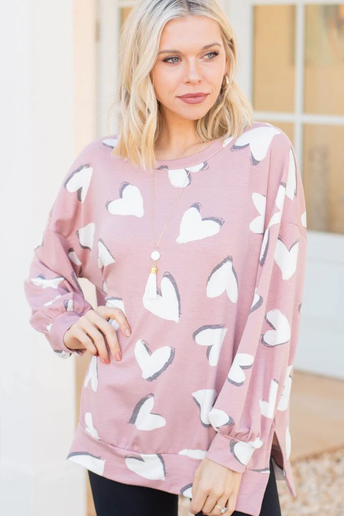 All For Your Love Rose Pink Heart Print Pullover | The Mint Julep Boutique