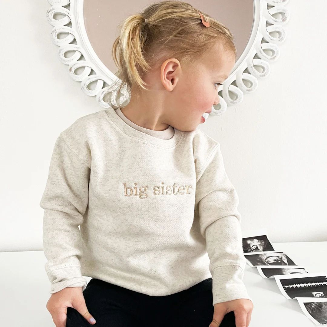 Minimal Sibling Sweatshirt With Custom Embroidery Great for Family Photos and Casual Outfits - Et... | Etsy (US)