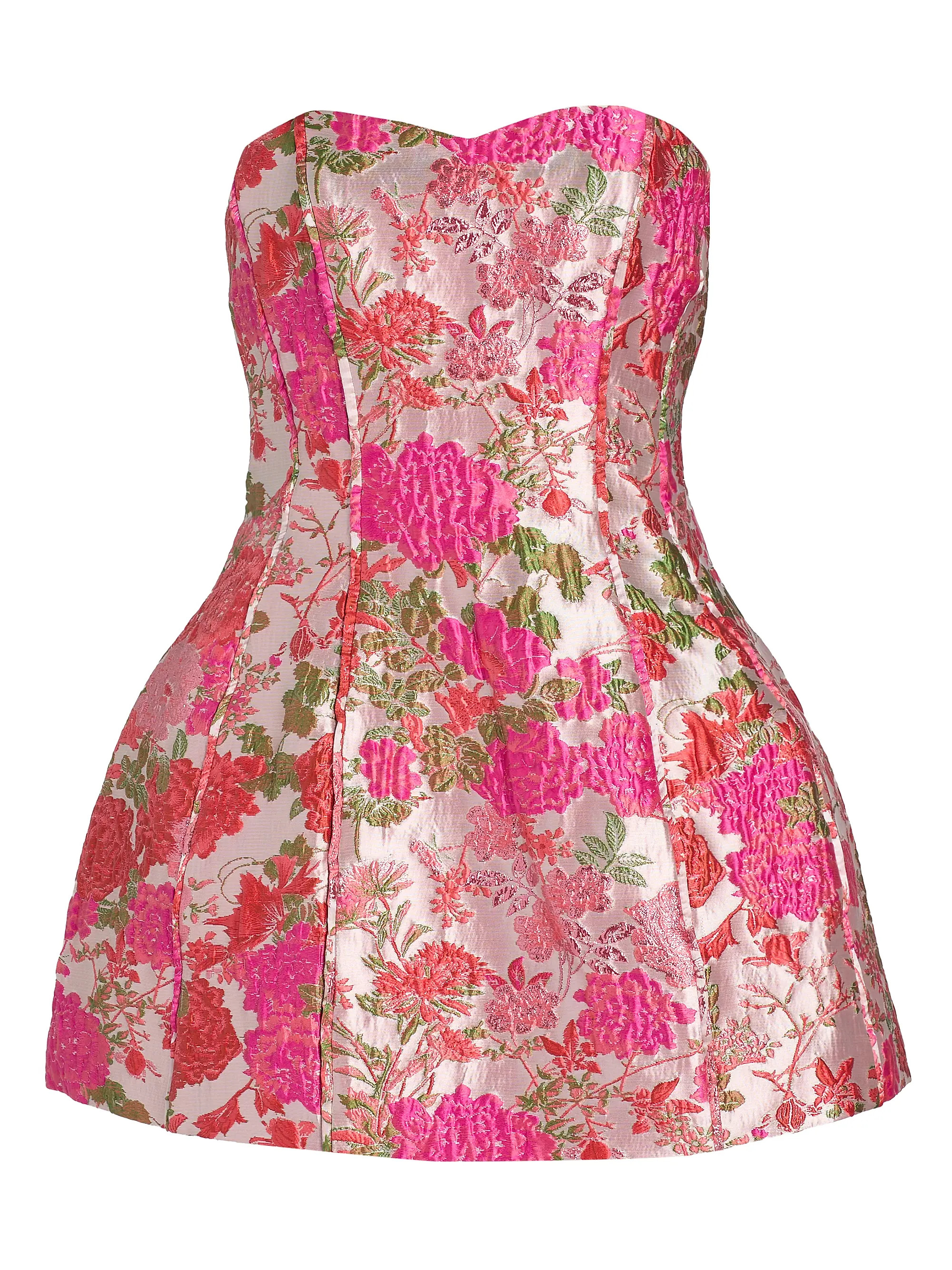 Floralie Strapless Jacquard Tulip Minidress | Saks Fifth Avenue