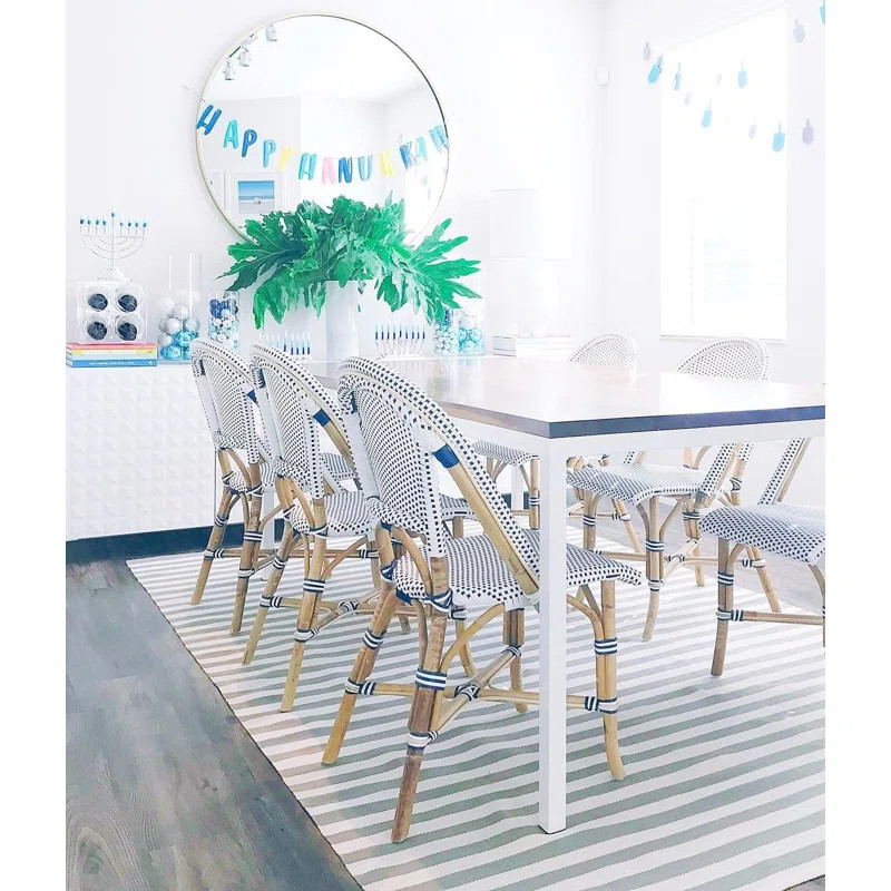 Catamaran Stripe Light Blue/Ivory Handwoven Indoor/Outdoor Rug | Wayfair North America