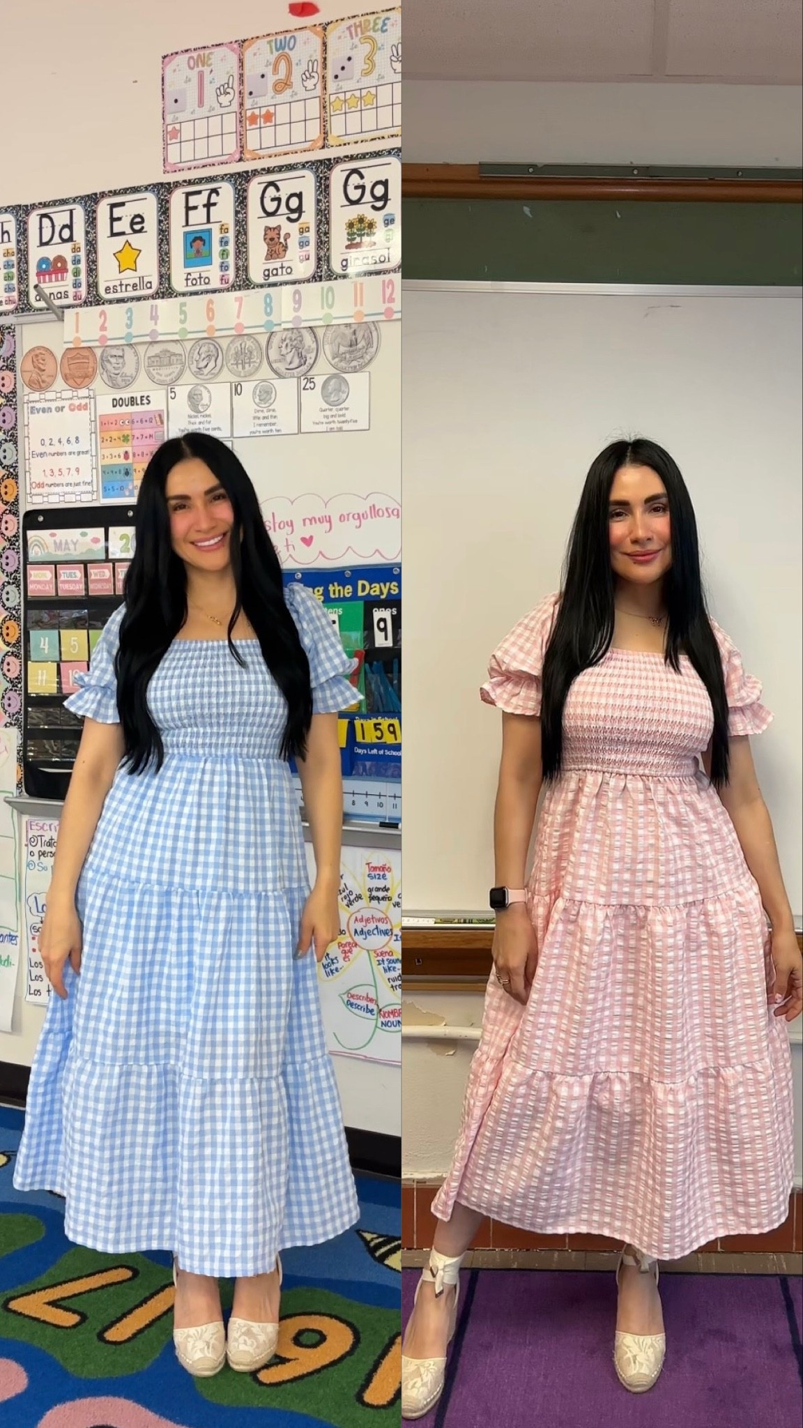 Gingham dress • Blue gingham dress • Pink gingham dress • Feminine style • Romantic dresses • Spring outfit • Teacher outfit • Classroom style • Modest dress • Soft girl aesthetic • Matching dresses • 🌸🩵💗

#LTKdayinmylife #LTKootd #LTKSeasonal
