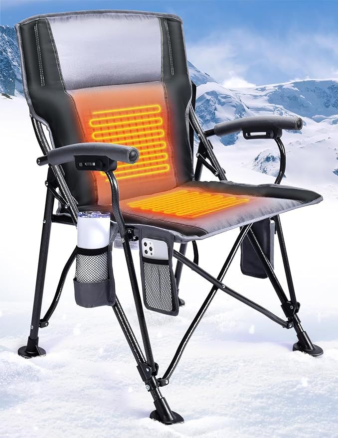 Docusvect Heated Camping Chair, Heats Back and Seat, 3 Heat Levels, Heated Folding Chair with Cup... | Amazon (US)