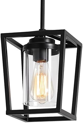 Black Pendant Light Farmhouse Chandeliers Modern Kitchen Island Light Fixtures Square Pendant Light  | Amazon (US)