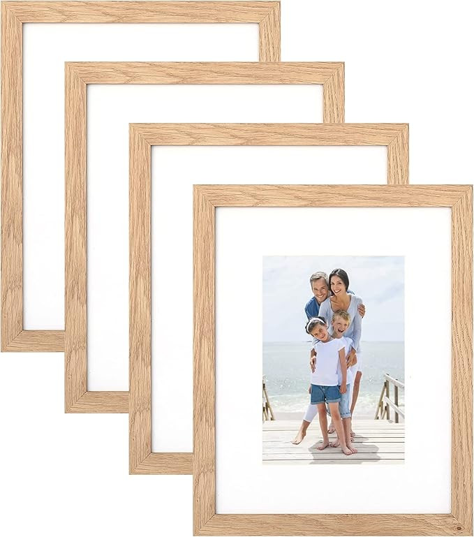 8x10 Picture Frame, Wood Grain Composite Wood Photo Frame 5x7 with Mat or 8x10 without Mat with P... | Amazon (US)