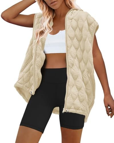 SENSERISE Womens Oversized Puffer Vest Sleeveless Quilted Jacket Zip Up Hooded Puffy Vest Winter ... | Amazon (US)