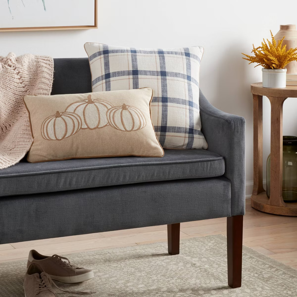 Woven Striped with Plaid Reverse Throw Pillow - Threshold™ | Target