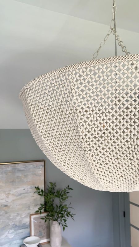 Sharing an up close look of my office chandelier! This is actually beaded, but I love that it’s subtle and not overly Coastal or feminine. This looks great over a dining table, over a bed in a bedroom, or in a vaulted ceiling. It gives off great light and doesn’t make funny reflections on the ceiling like some woven pendants

#LTKstyletip #LTKVideo #LTKhome