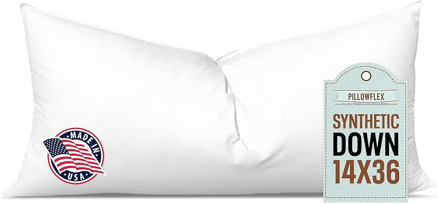 Pillowflex Synthetic Down Pillow Insert - 14x36 Down Alternative Pillow, Ultra Soft, Large Rectan... | Amazon (US)