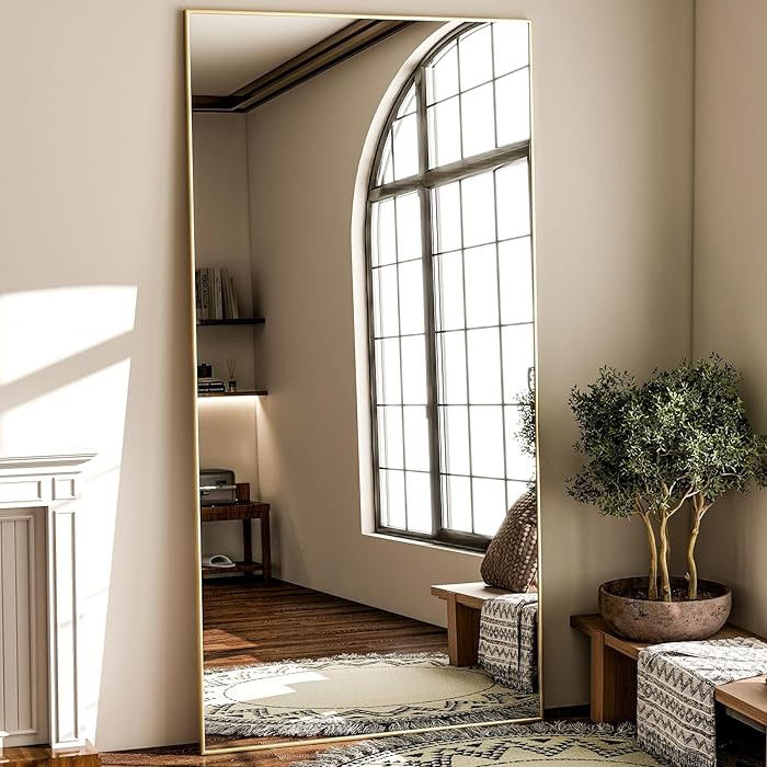 GLSLAND 71"x31" Full Length Mirror Extra Large Hanging or Leaning Rectangle Mirror Aluminum Alloy... | Amazon (US)